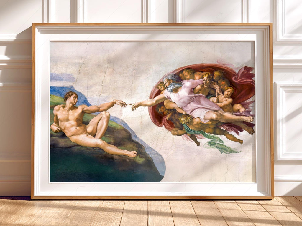 Michelangelo Creation of Adam Print – Renaissance Masterpiece Wall Art