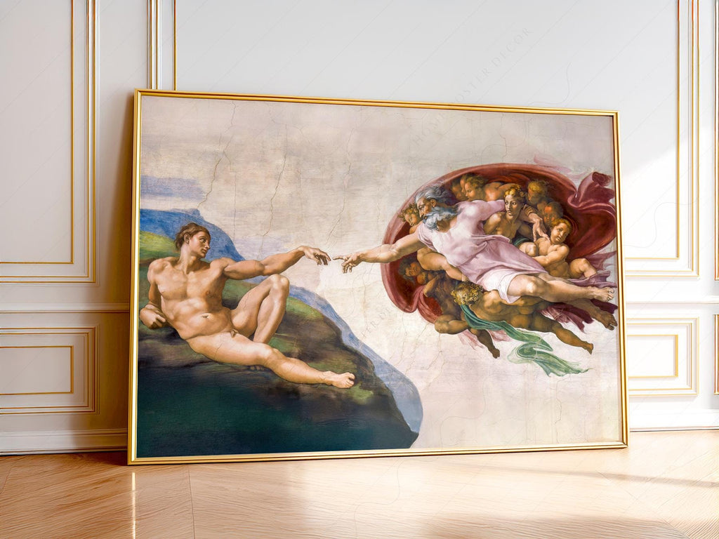 Michelangelo Creation of Adam Print – Renaissance Masterpiece Wall Art