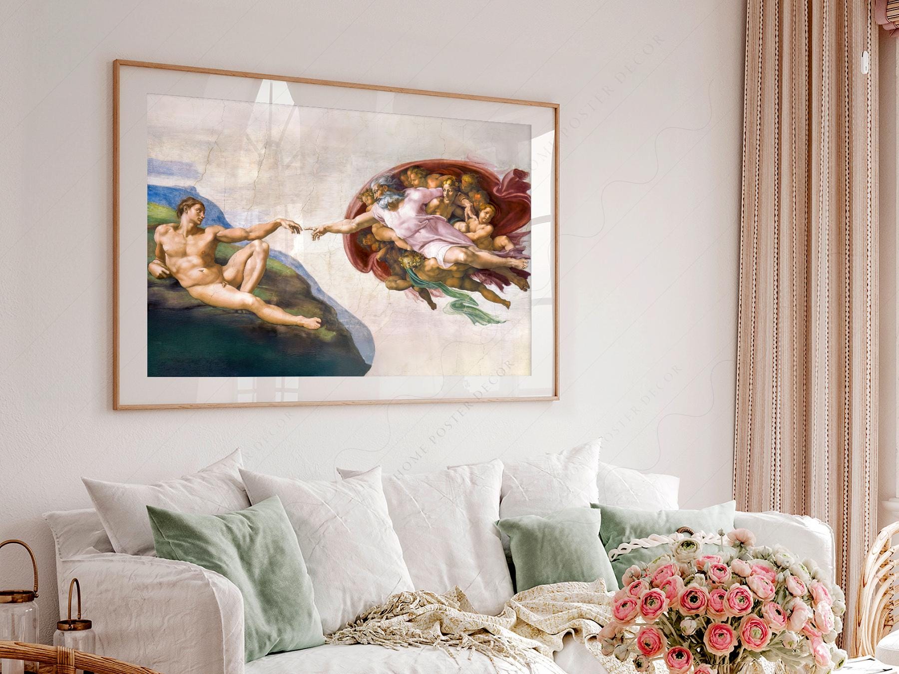 Michelangelo Creation of Adam Print – Renaissance Masterpiece Wall Art