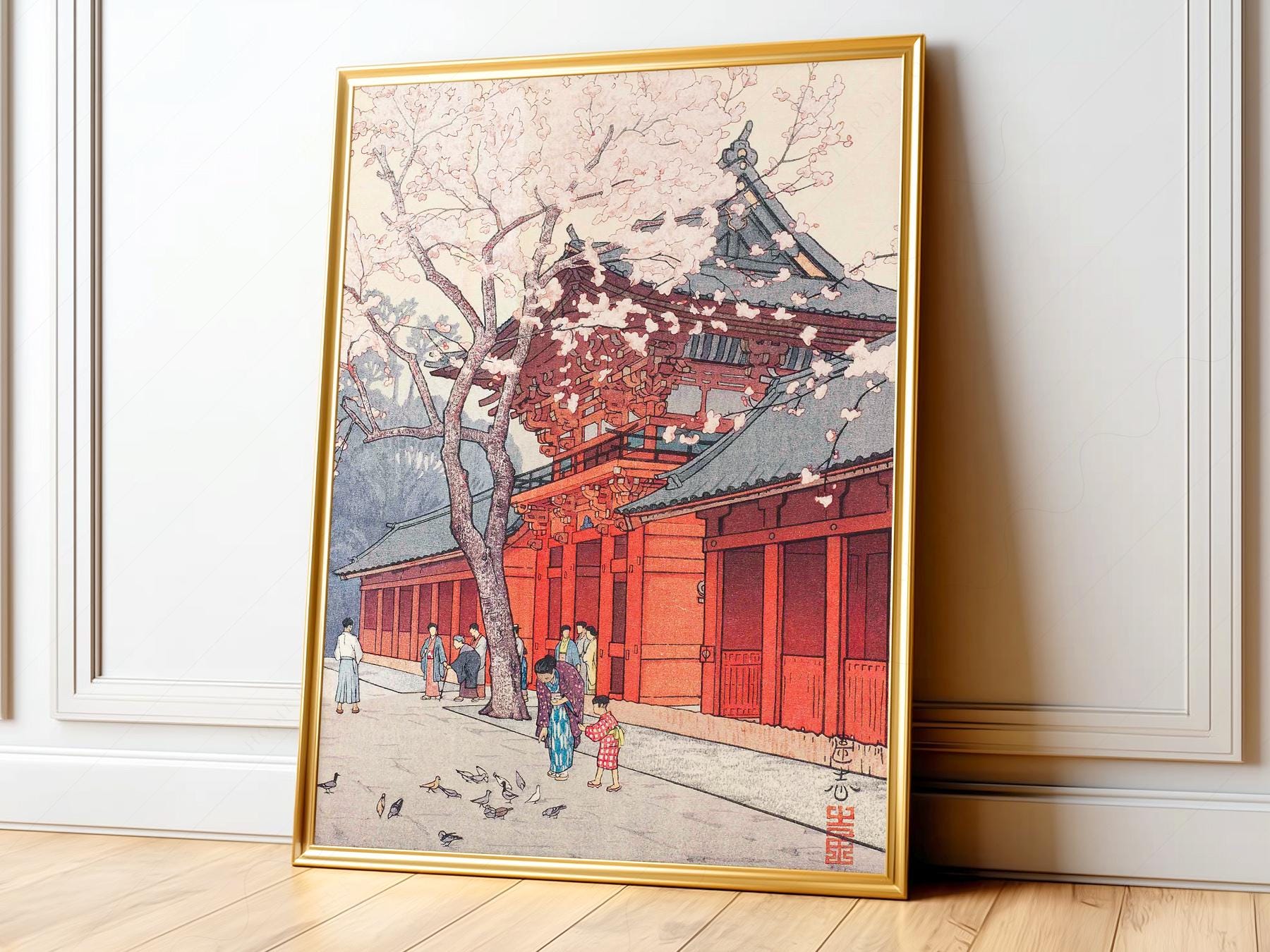 Hiroaki Takahashi Cherry Blossom Temple Print – Japanese Wall Art