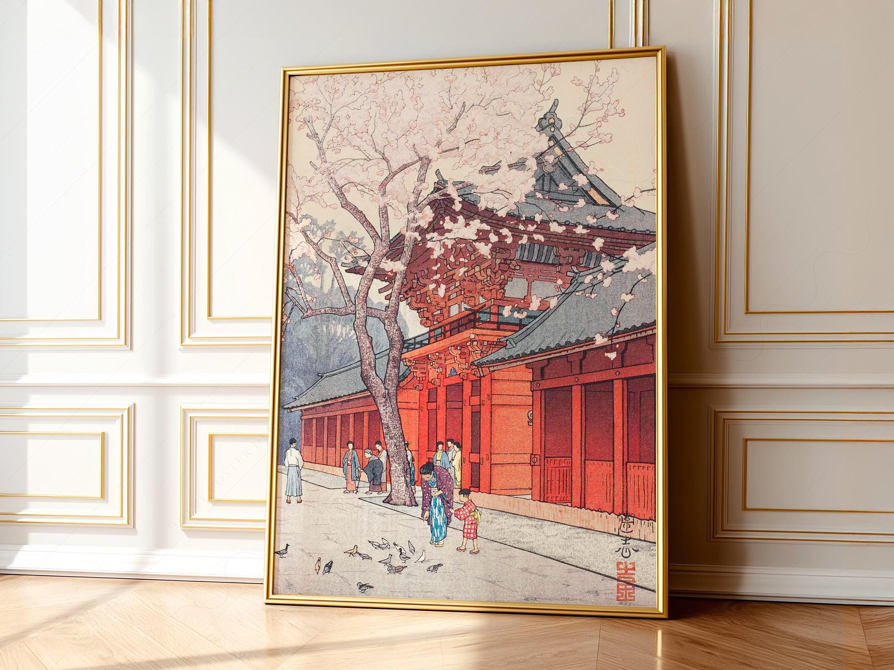Hiroaki Takahashi Cherry Blossom Temple Print – Japanese Wall Art