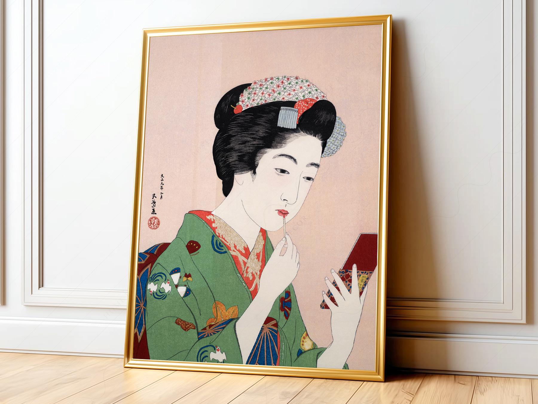 Goyo Hashiguchi Woman Applying Lipstick Print – Japanese Ukiyo-e Wall Art