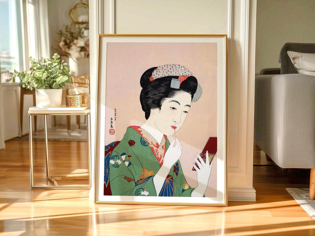Goyo Hashiguchi Woman Applying Lipstick Print – Japanese Ukiyo-e Wall Art