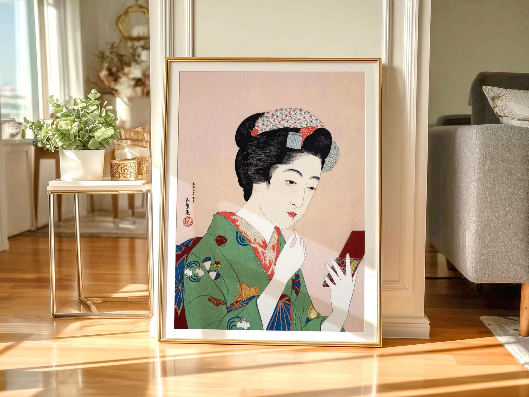 Goyo Hashiguchi Woman Applying Lipstick Print – Japanese Ukiyo-e Wall Art