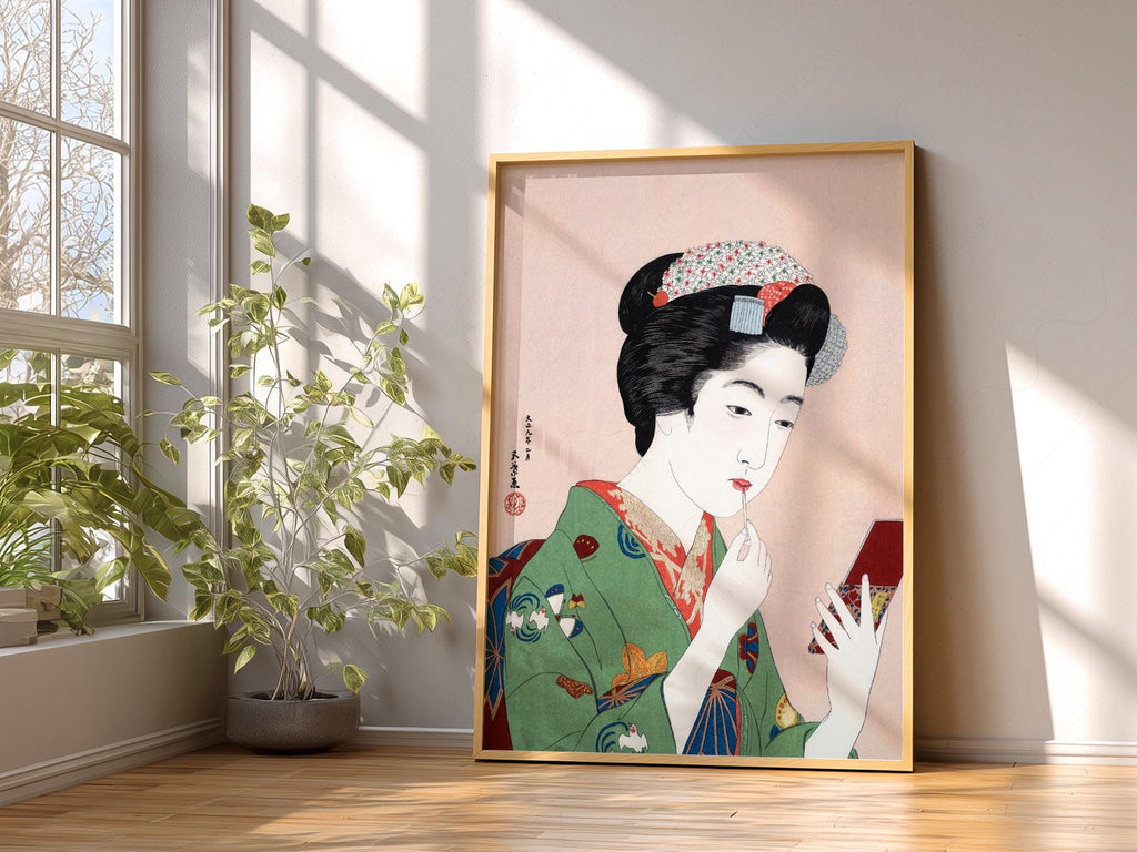 Goyo Hashiguchi Woman Applying Lipstick Print – Japanese Ukiyo-e Wall Art