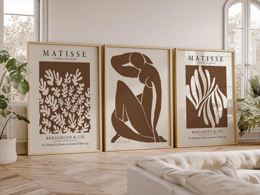 Henri Matisse Set of 3 Art Prints – Neutral Cut-Out Gallery Wall Decor