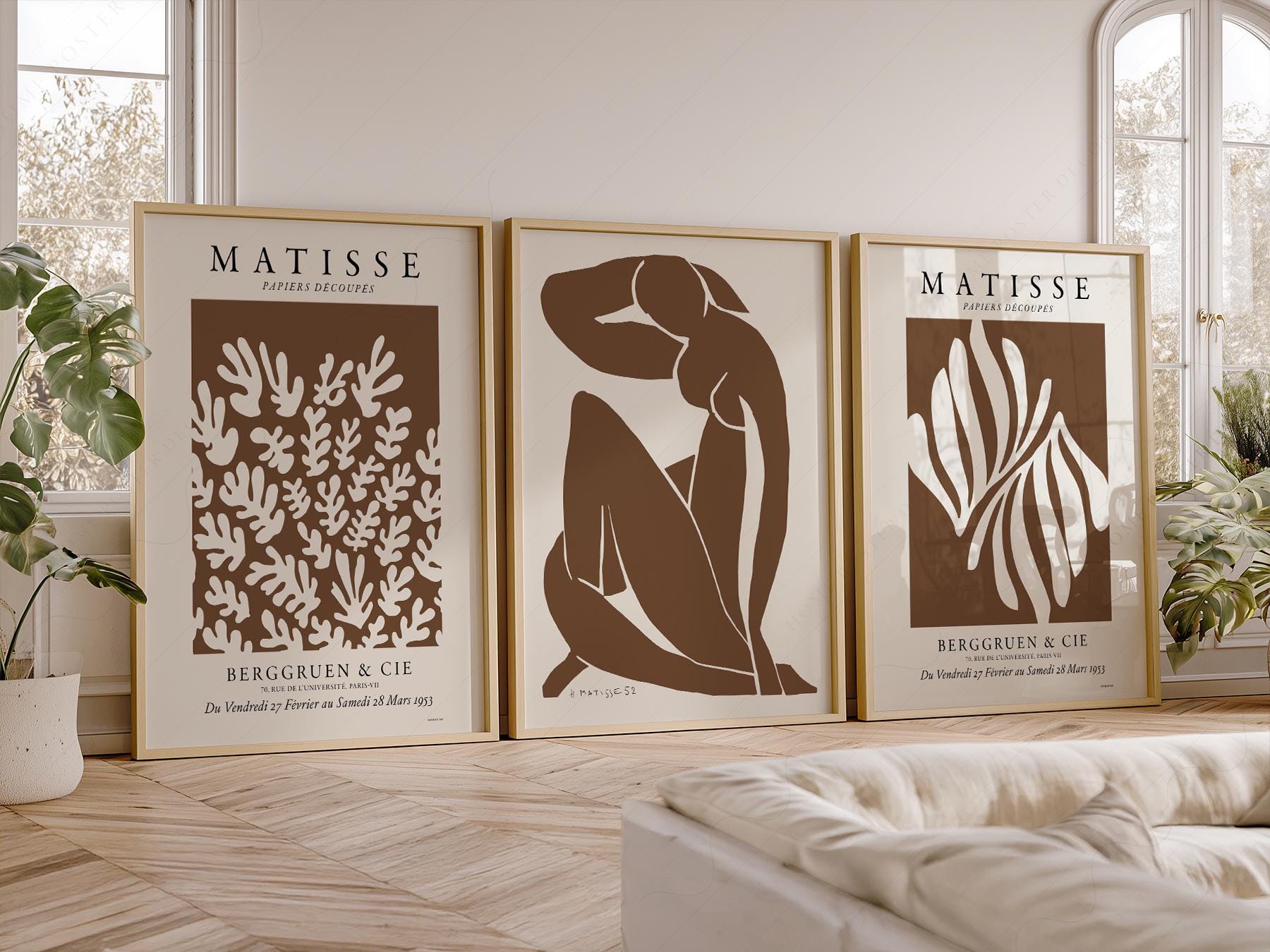 Henri Matisse Set of 3 Art Prints – Neutral Cut-Out Gallery Wall Decor