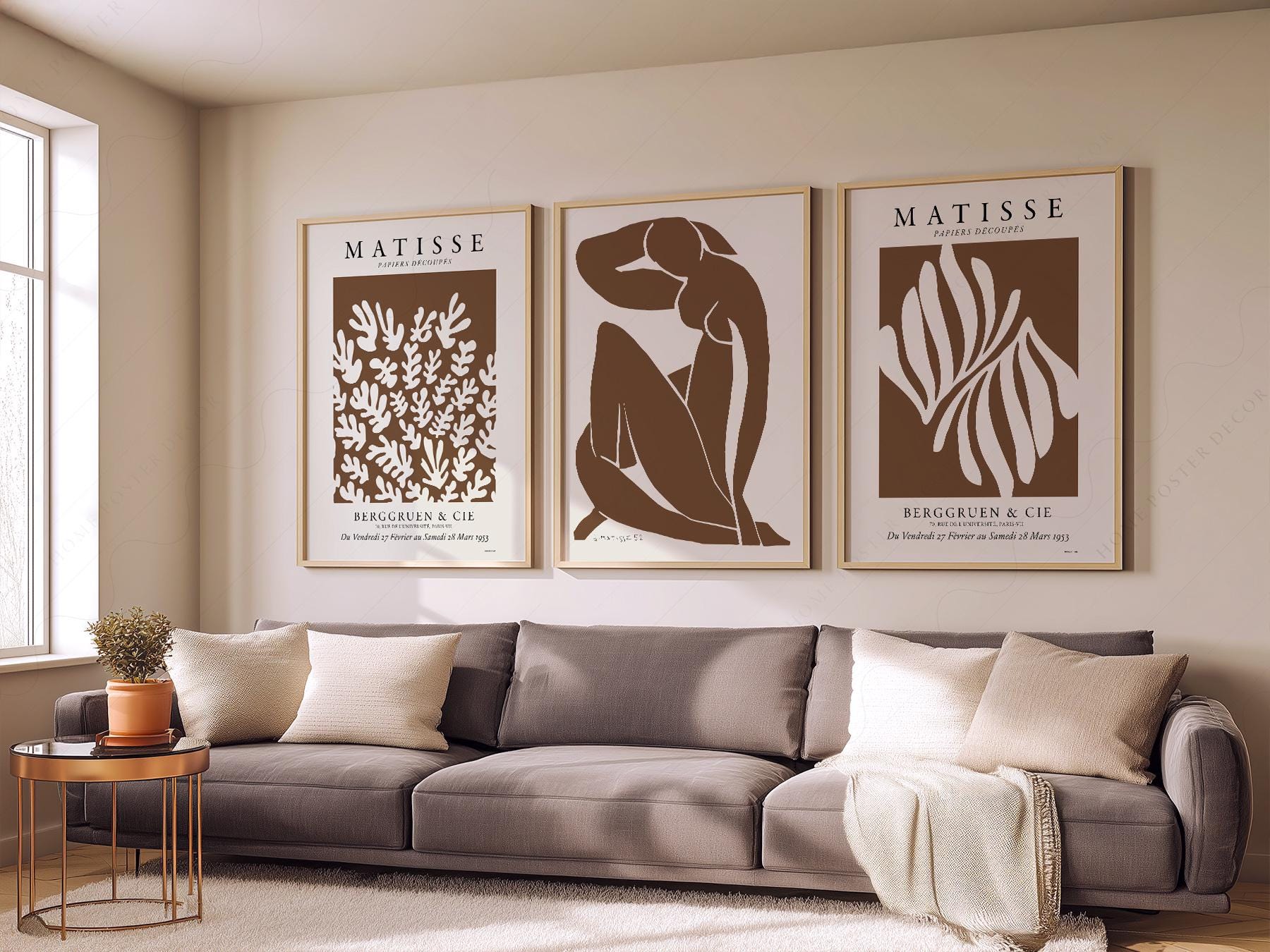 Henri Matisse Set of 3 Art Prints – Neutral Cut-Out Gallery Wall Decor