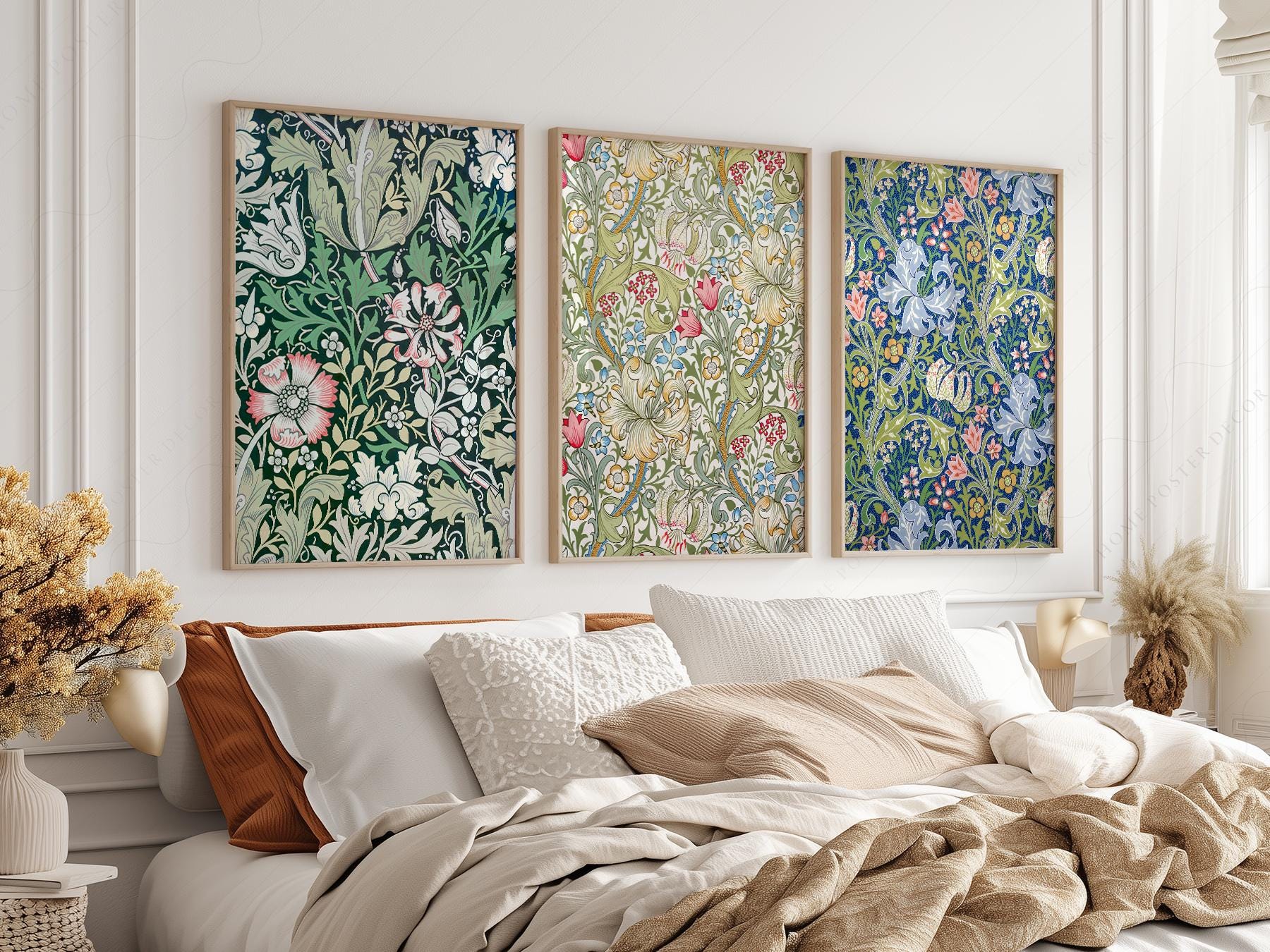 William Morris Print Set of 3 – Botanical Gallery Wall Art Posters