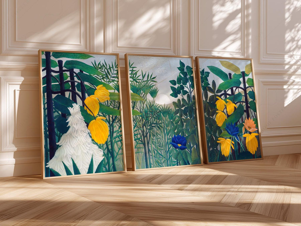 Henri Rousseau The Repast of the Lion Print Set – Tropical Gallery Wall Art