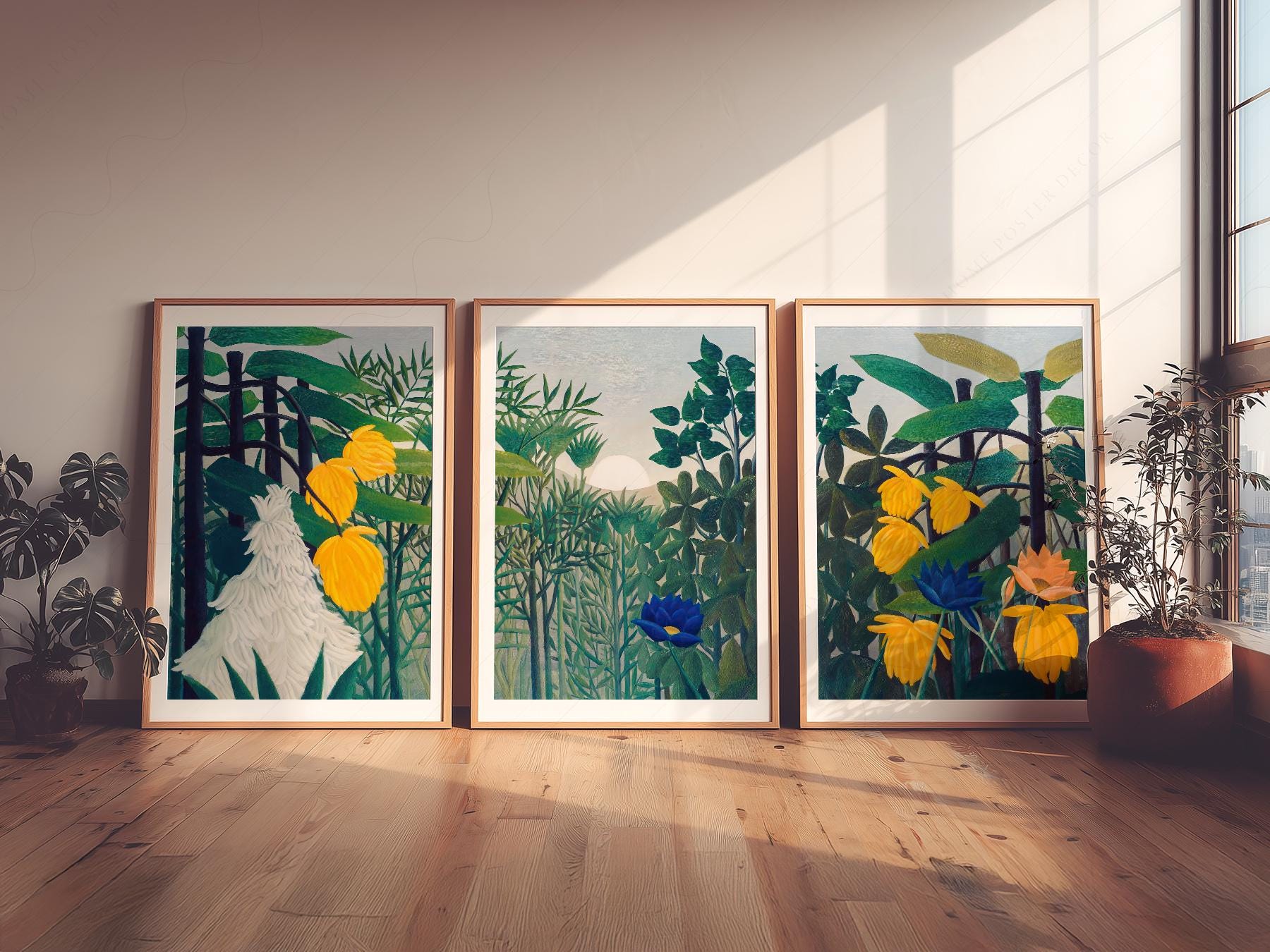 Henri Rousseau The Repast of the Lion Print Set – Tropical Gallery Wall Art