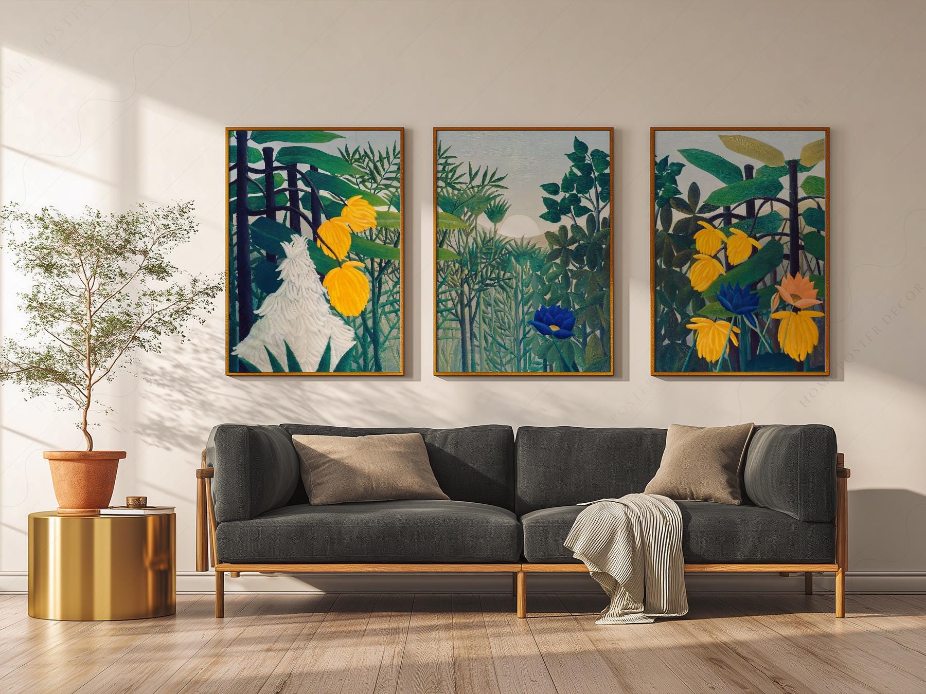Henri Rousseau The Repast of the Lion Print Set – Tropical Gallery Wall Art