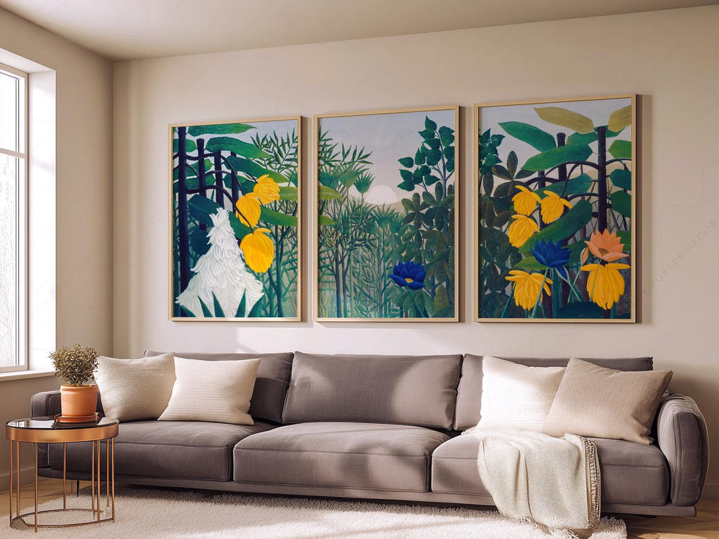 Henri Rousseau The Repast of the Lion Print Set – Tropical Gallery Wall Art