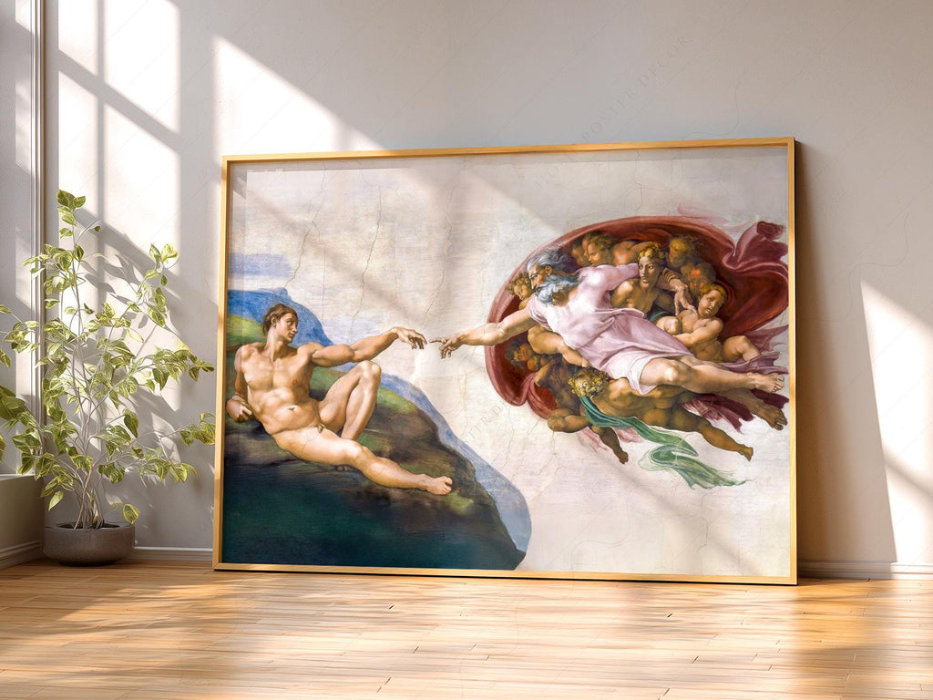 Michelangelo Creation of Adam Print – Renaissance Masterpiece Wall Art