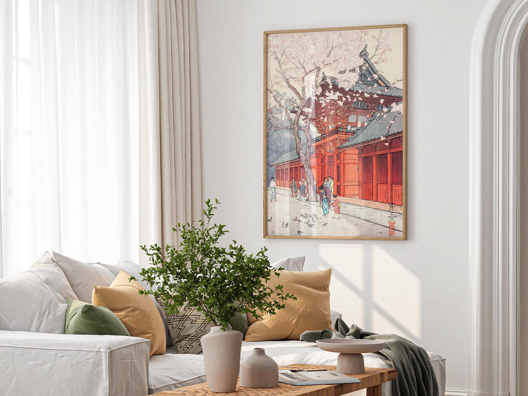 Hiroaki Takahashi Cherry Blossom Temple Print – Japanese Wall Art