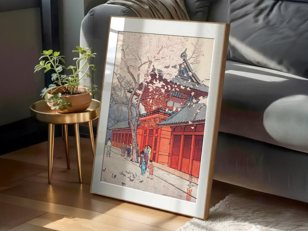 Hiroaki Takahashi Cherry Blossom Temple Print – Japanese Wall Art