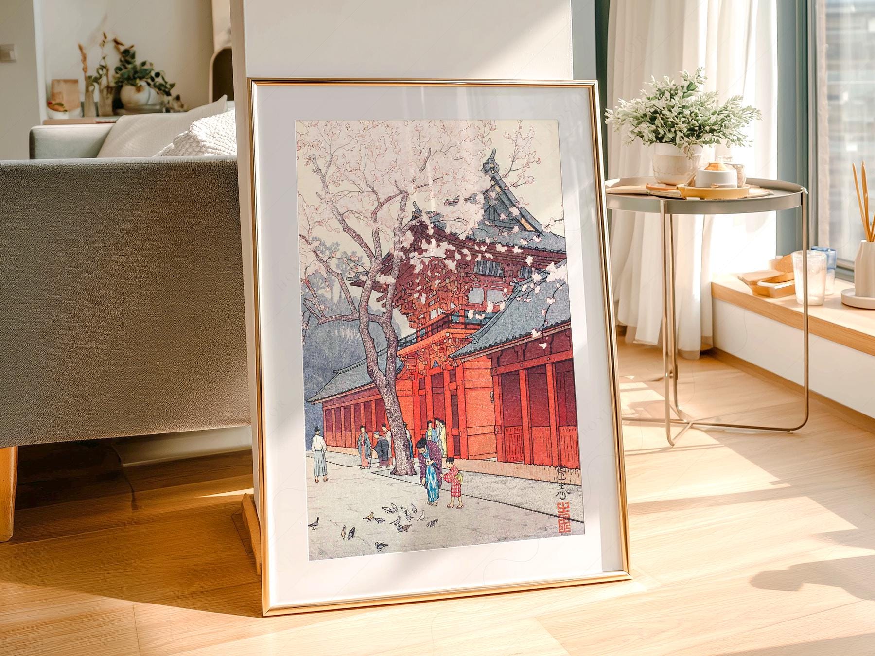 Hiroaki Takahashi Cherry Blossom Temple Print – Japanese Wall Art