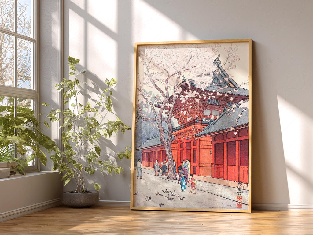 Hiroaki Takahashi Cherry Blossom Temple Print – Japanese Wall Art
