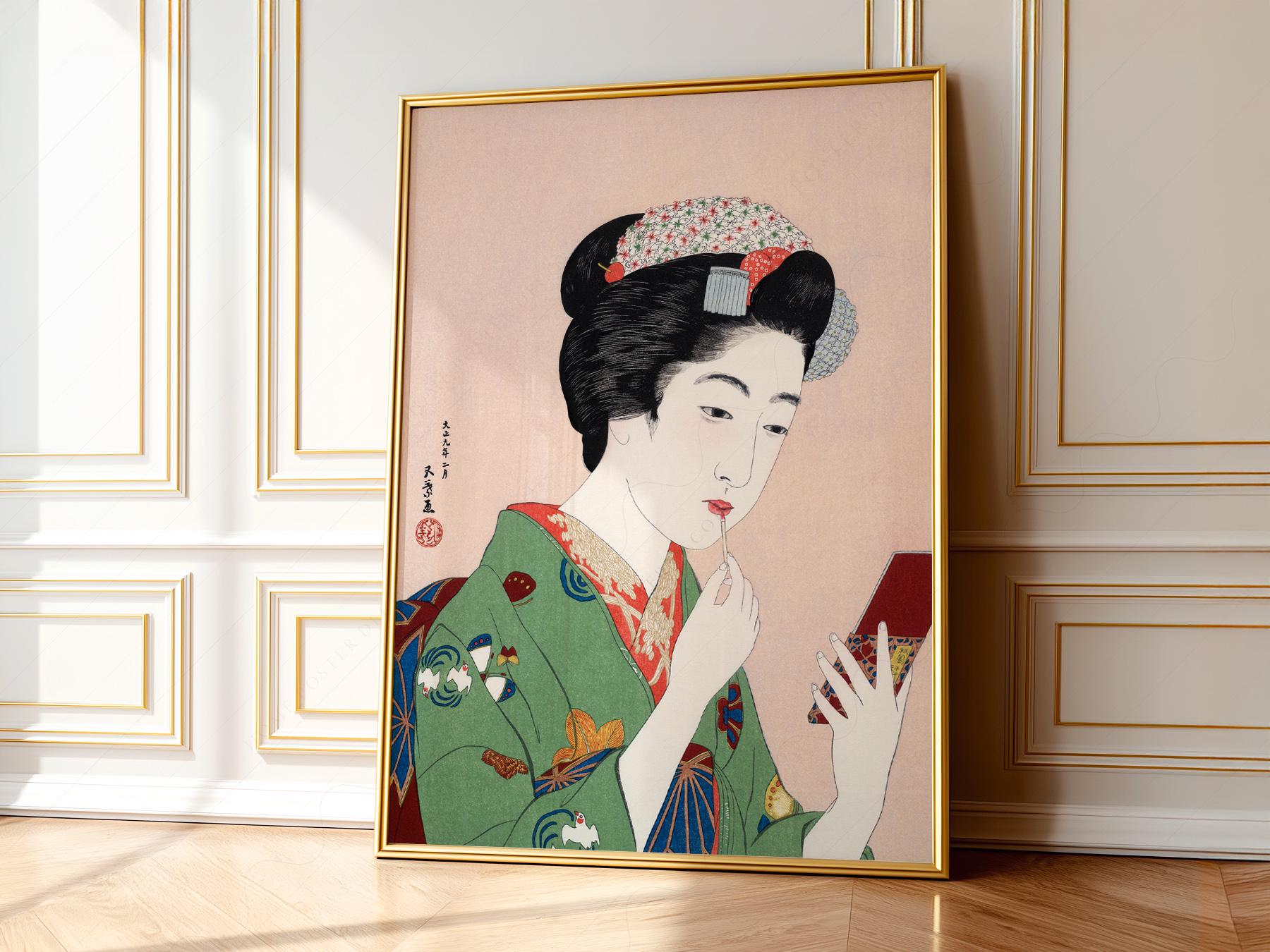 Goyo Hashiguchi Woman Applying Lipstick Print – Japanese Ukiyo-e Wall Art