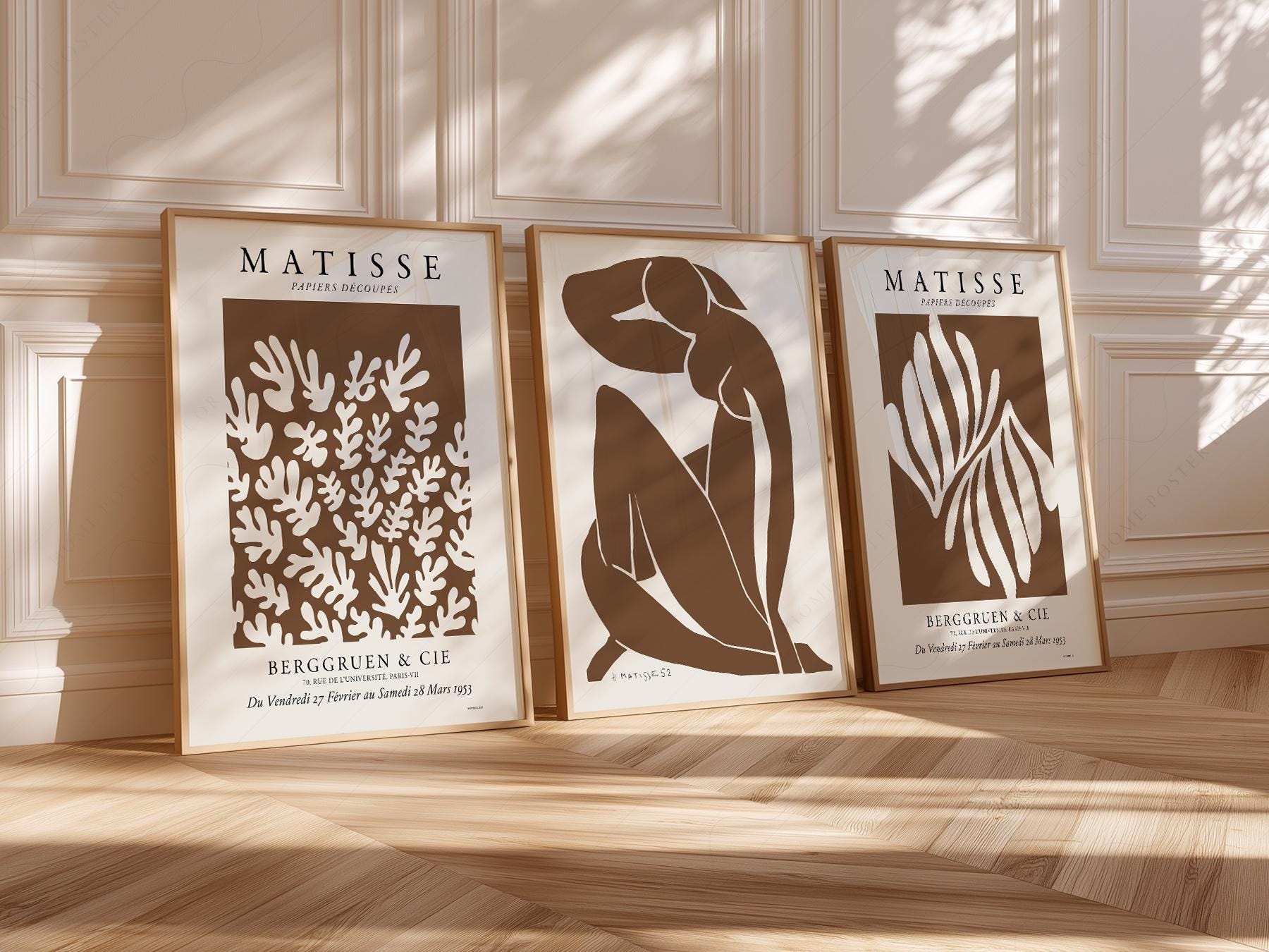 Henri Matisse Set of 3 Art Prints – Neutral Cut-Out Gallery Wall Decor
