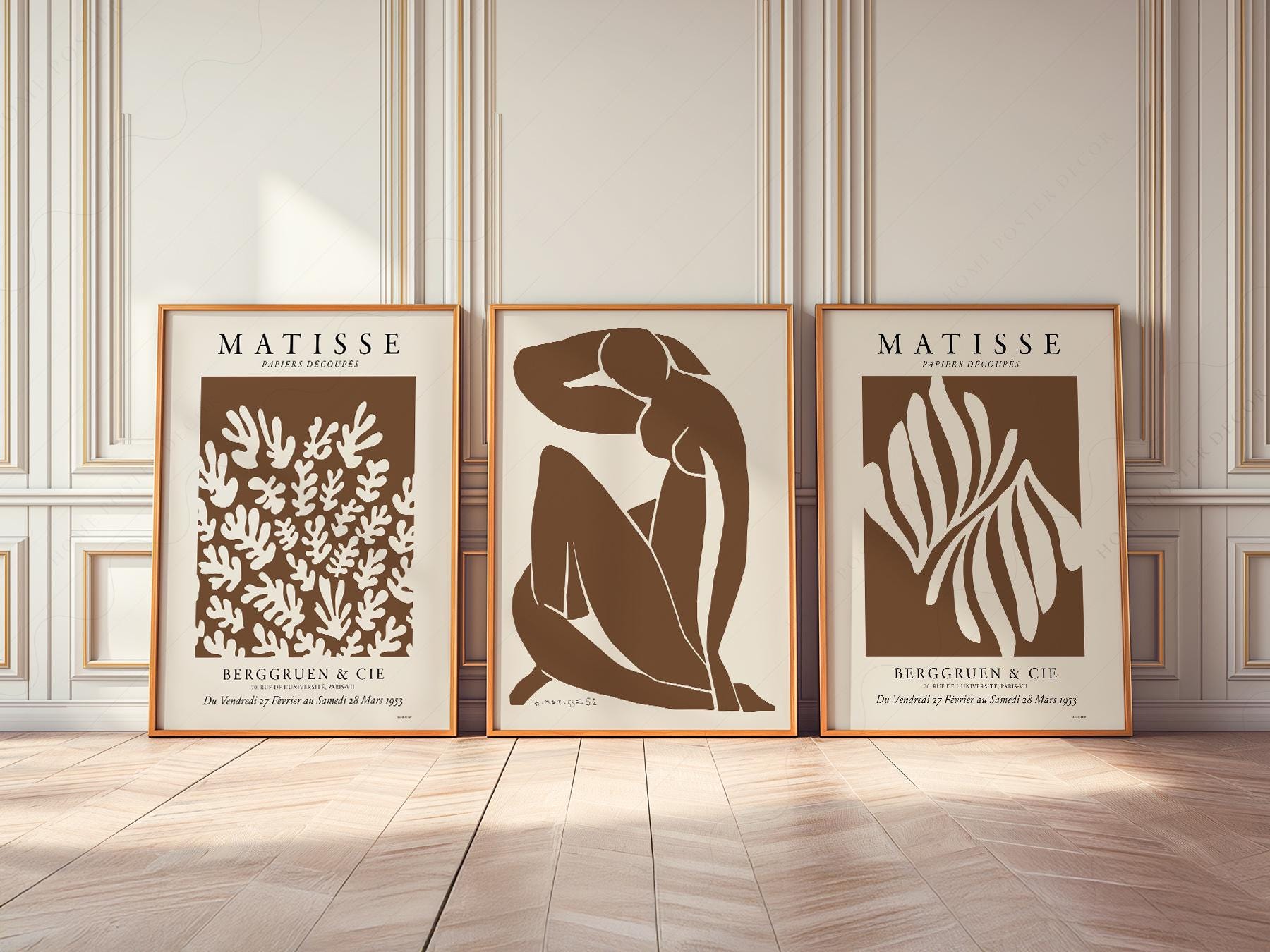 Henri Matisse Set of 3 Art Prints – Neutral Cut-Out Gallery Wall Decor