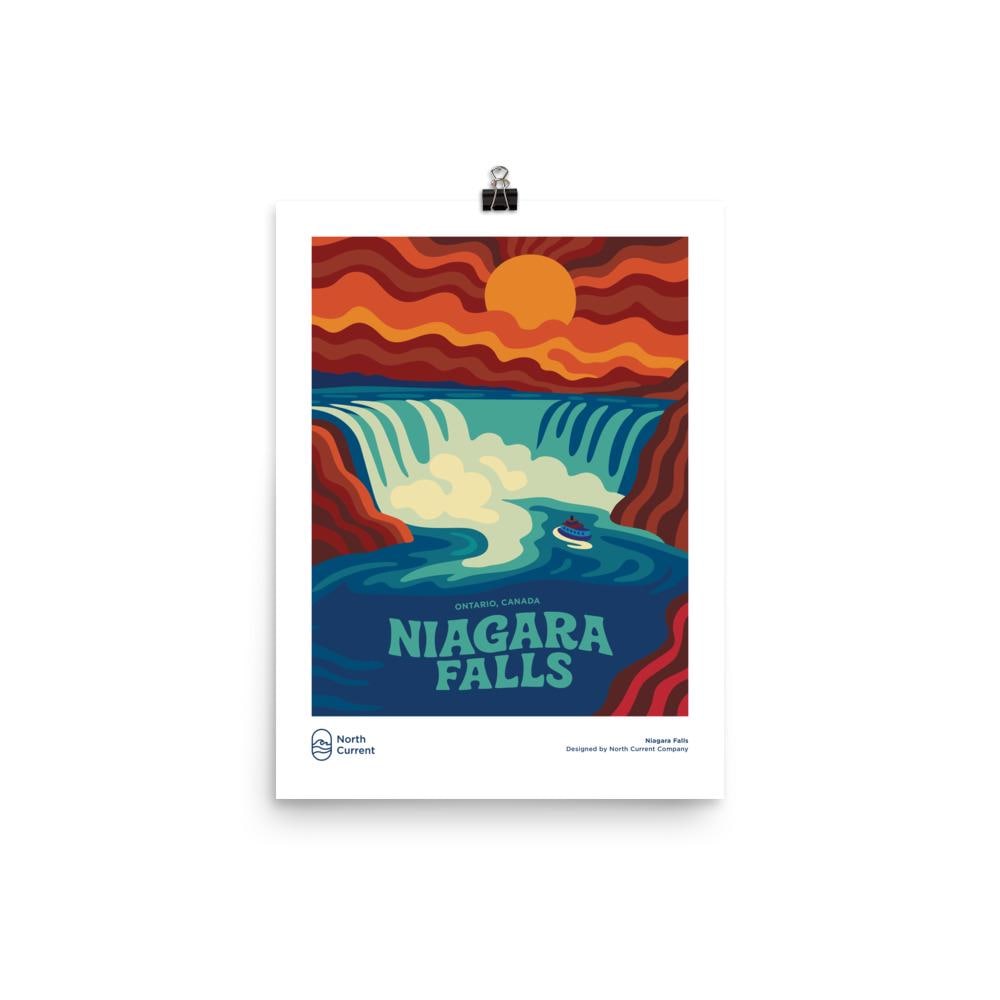 Niagara Falls Retro Travel Poster – Mid-Century Modern Wall Art