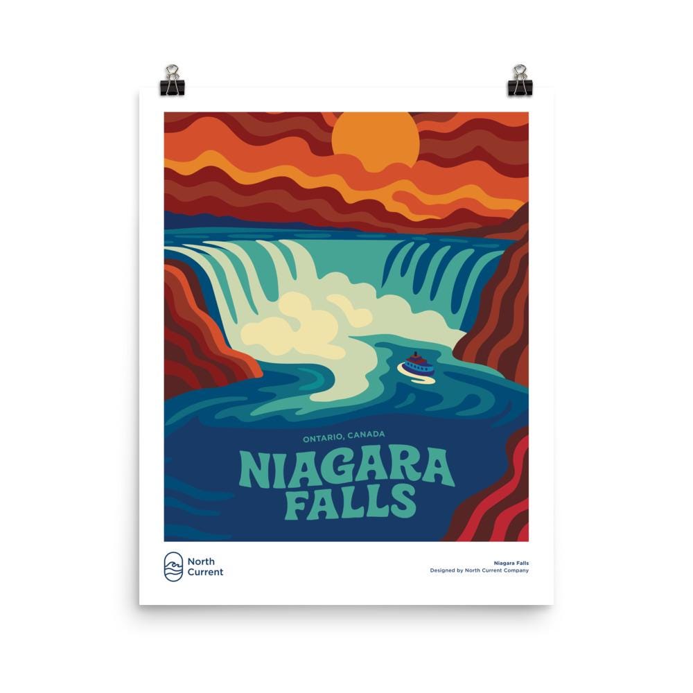 Niagara Falls Retro Travel Poster – Mid-Century Modern Wall Art