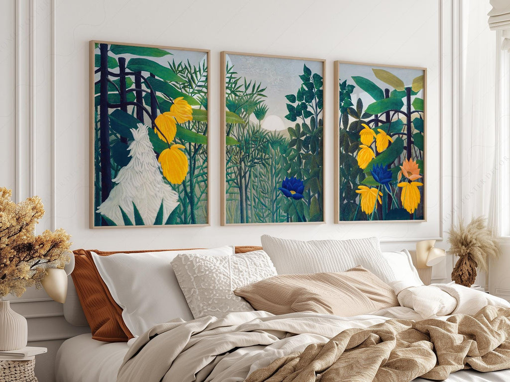 Henri Rousseau The Repast of the Lion Print Set – Tropical Gallery Wall Art