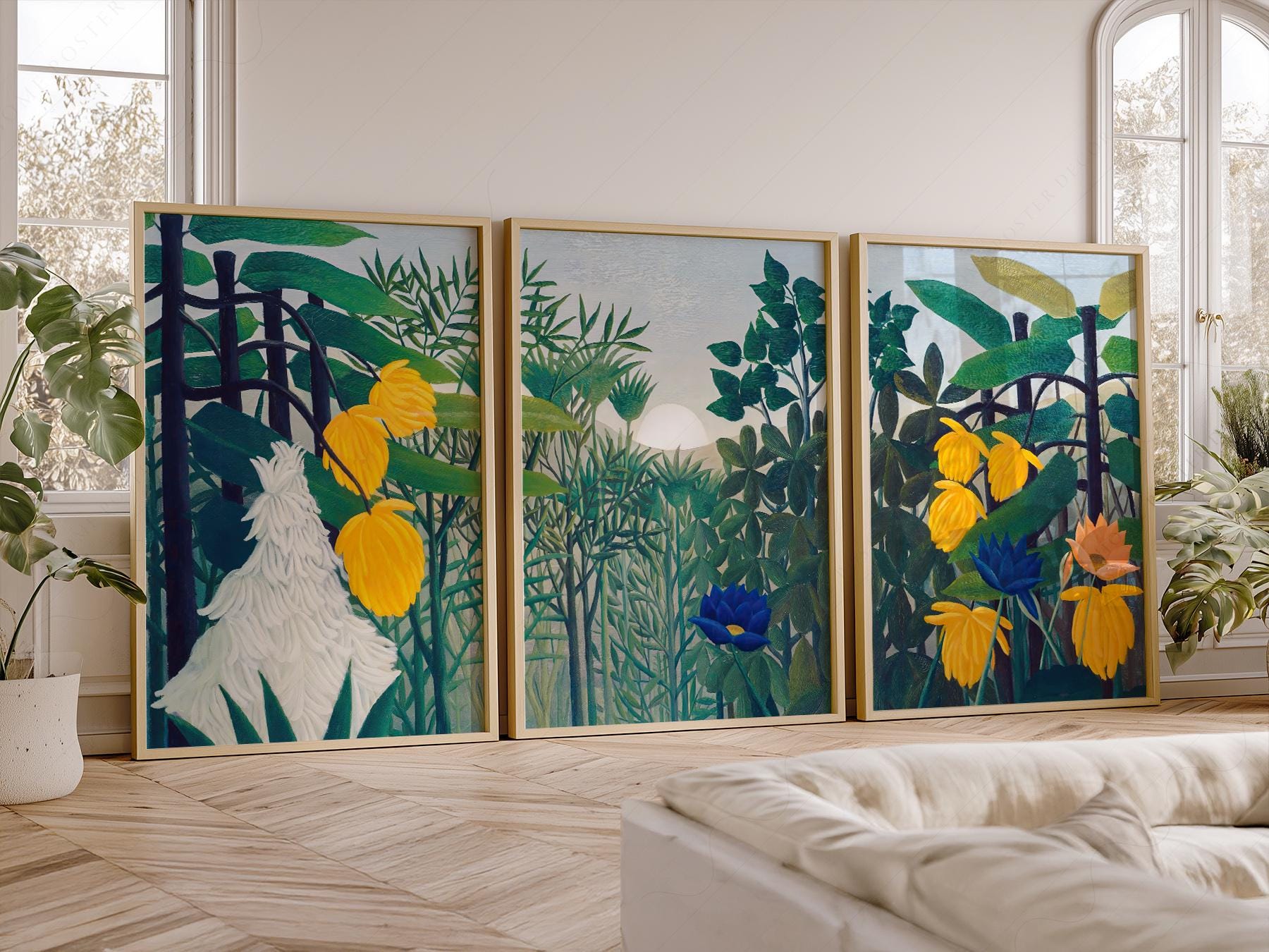 Henri Rousseau The Repast of the Lion Print Set – Tropical Gallery Wall Art