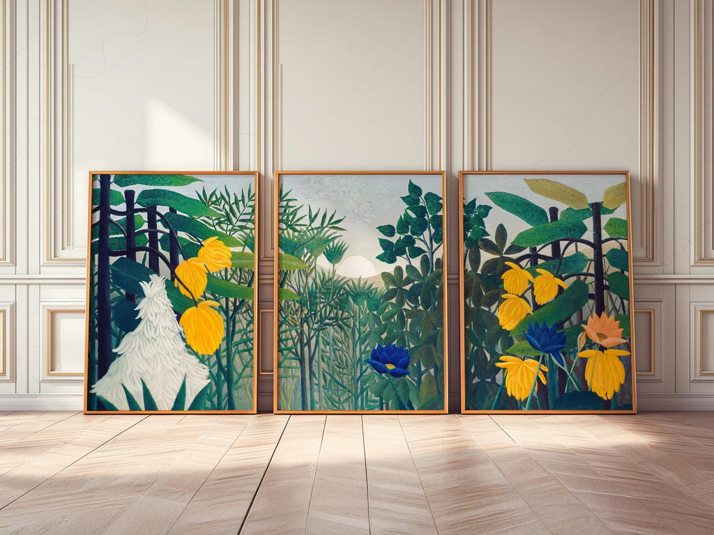 Henri Rousseau The Repast of the Lion Print Set – Tropical Gallery Wall Art