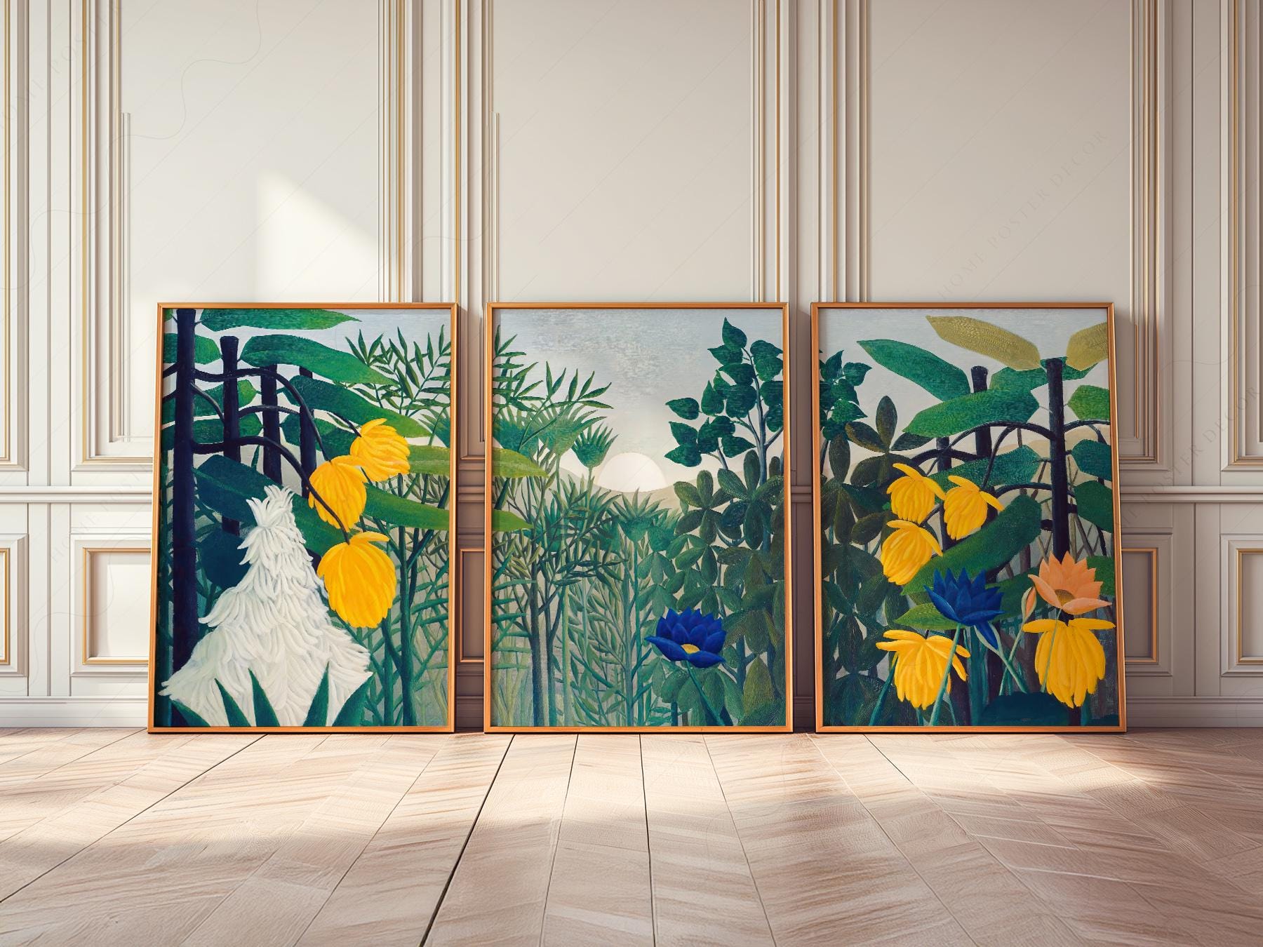 Henri Rousseau The Repast of the Lion Print Set – Tropical Gallery Wall Art