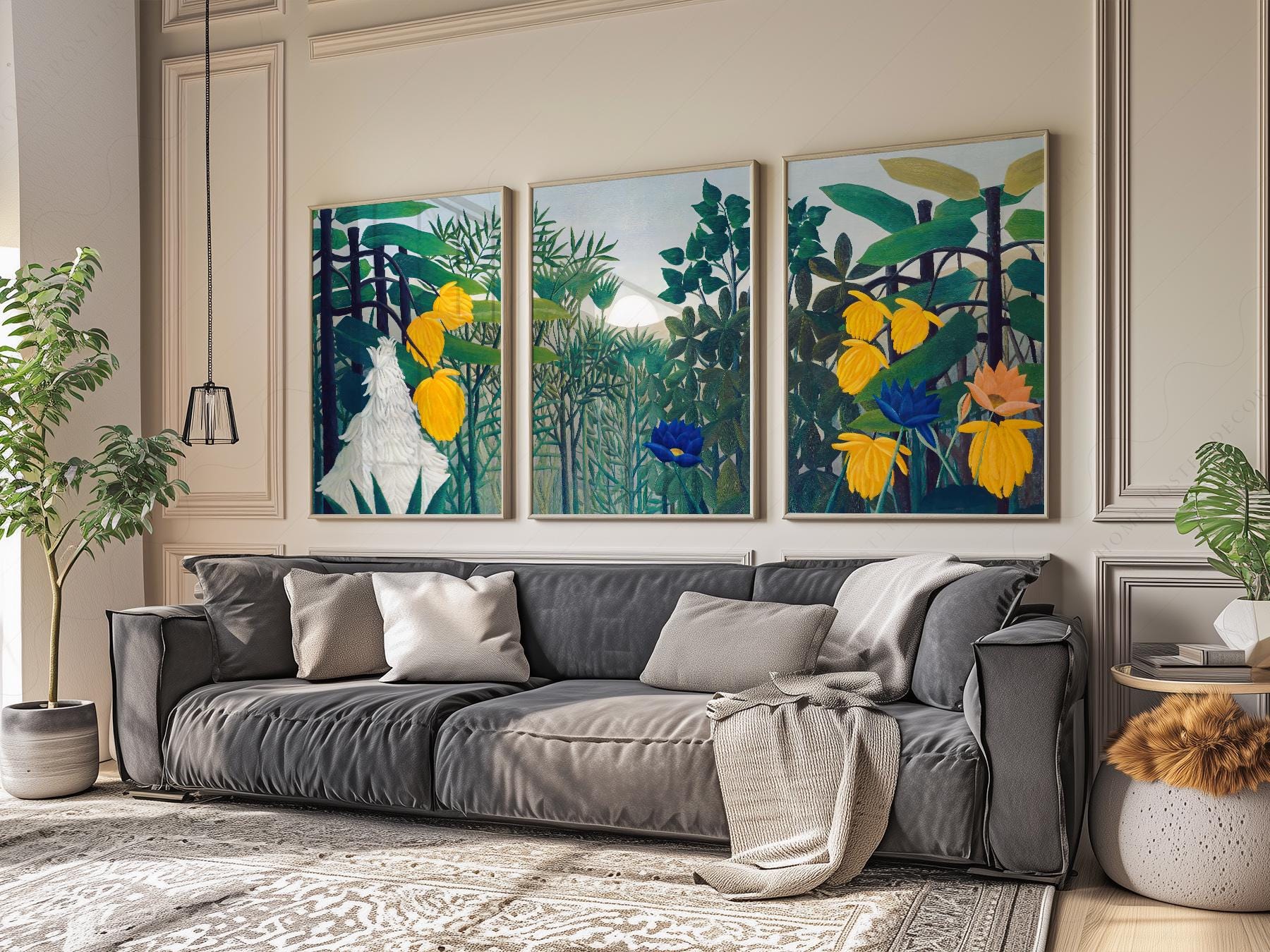Henri Rousseau The Repast of the Lion Print Set – Tropical Gallery Wall Art