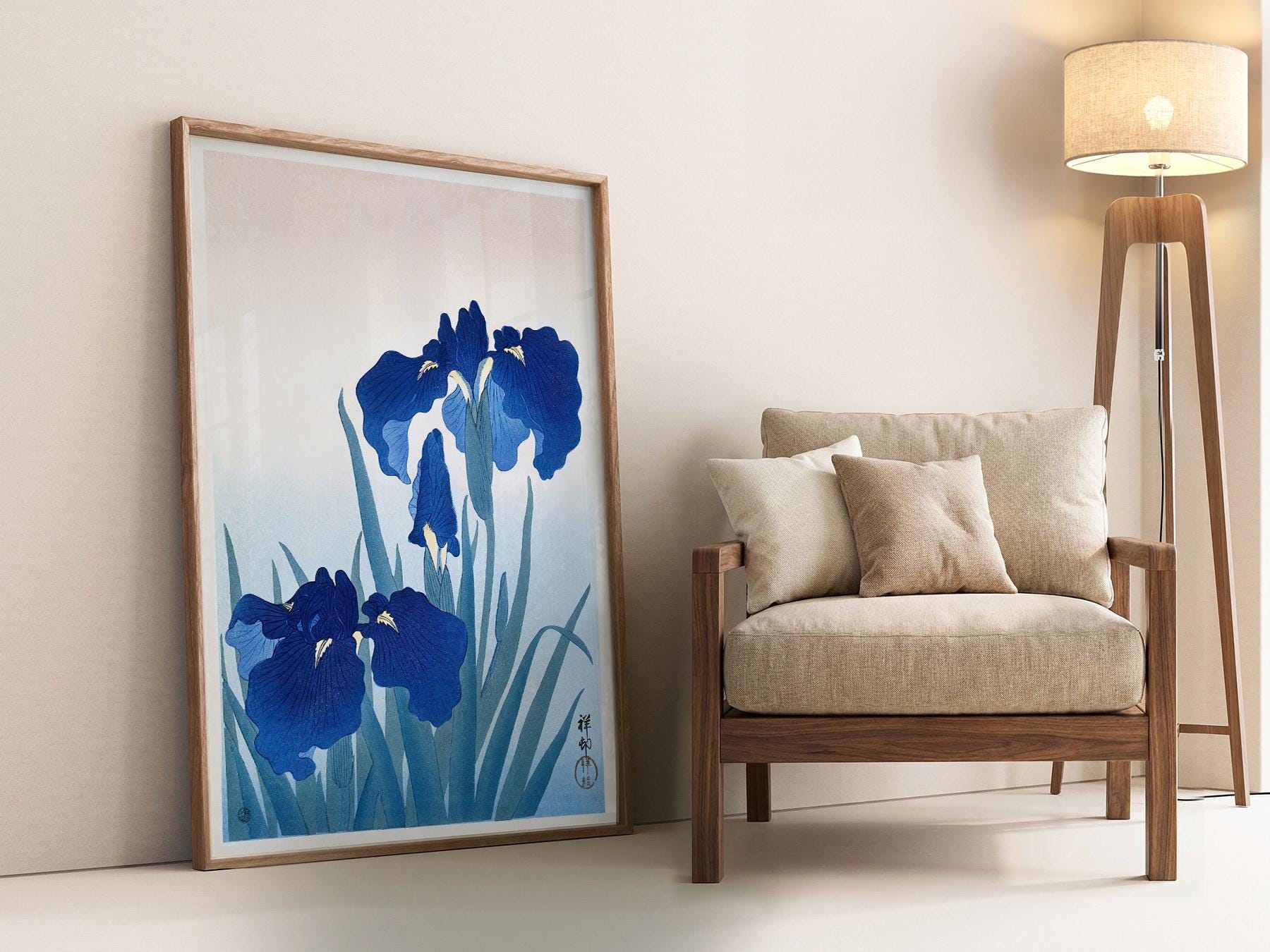 Ohara Koson Blue Iris Woodblock Print – Japanese Floral Wall Art