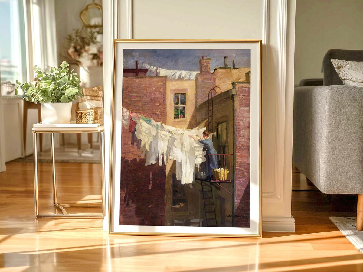 John Sloan A Woman's Work Art Print – Vintage New York City Wall Decor