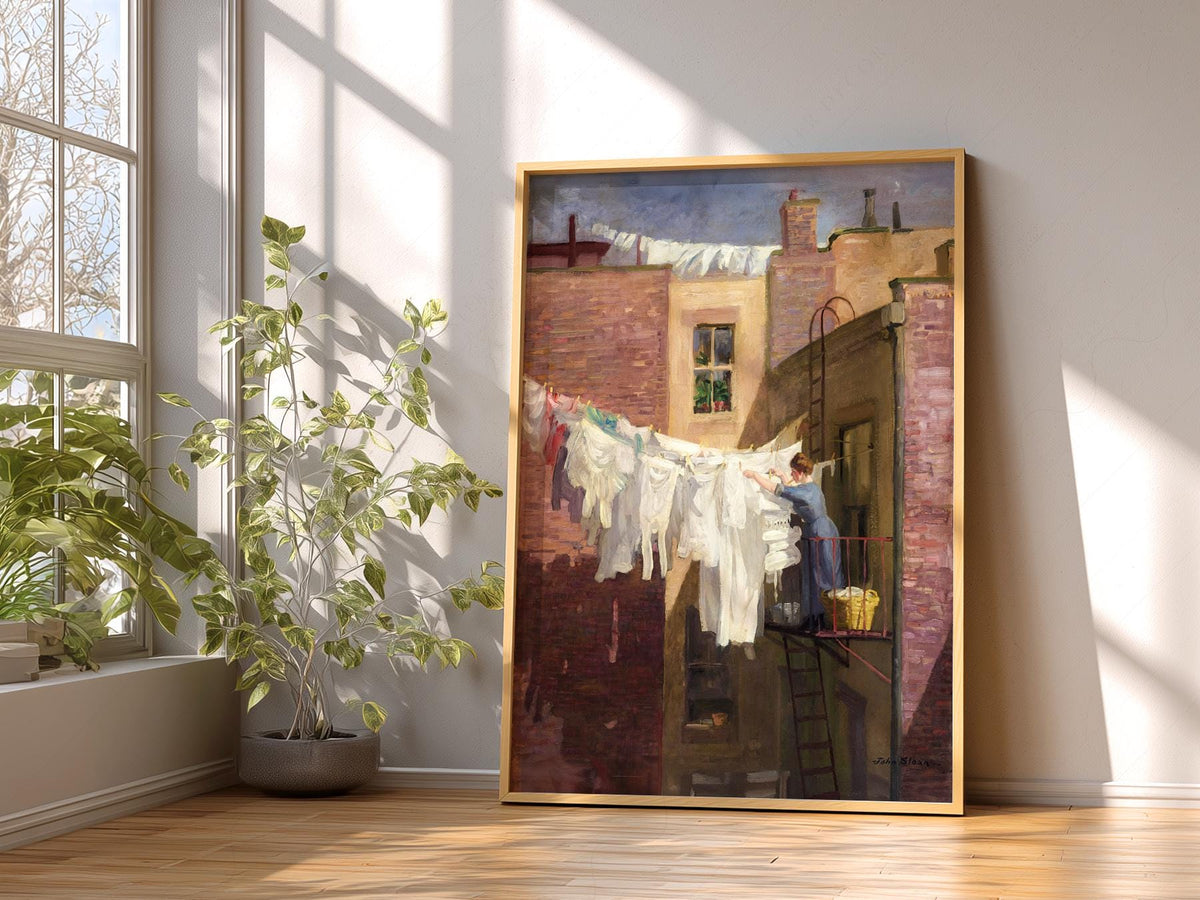 John Sloan A Woman's Work Art Print – Vintage New York City Wall Decor