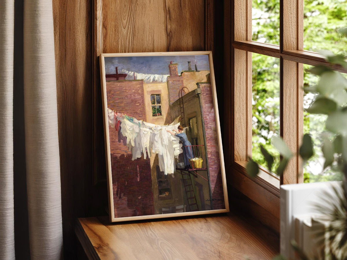 John Sloan A Woman's Work Art Print – Vintage New York City Wall Decor