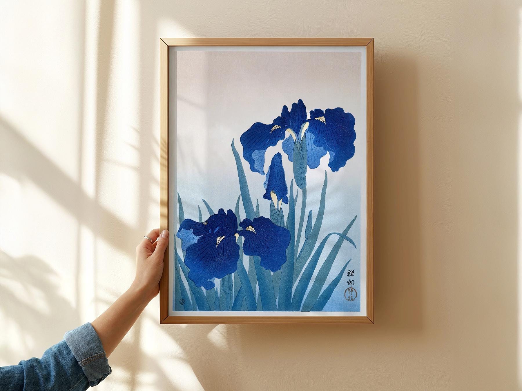 Ohara Koson Blue Iris Woodblock Print – Japanese Floral Wall Art
