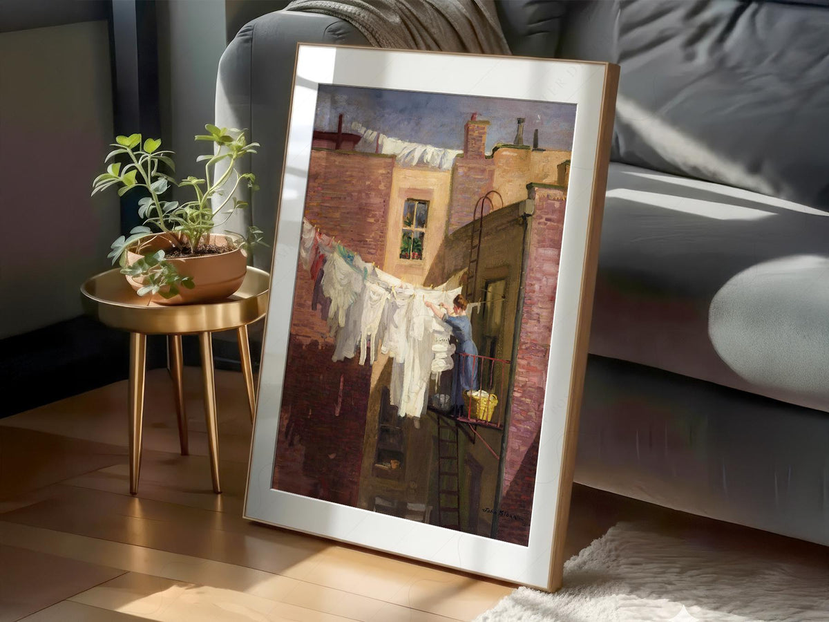 John Sloan A Woman's Work Art Print – Vintage New York City Wall Decor