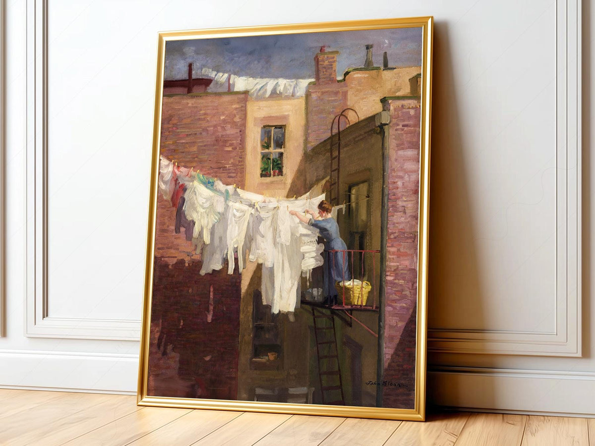 John Sloan A Woman's Work Art Print – Vintage New York City Wall Decor