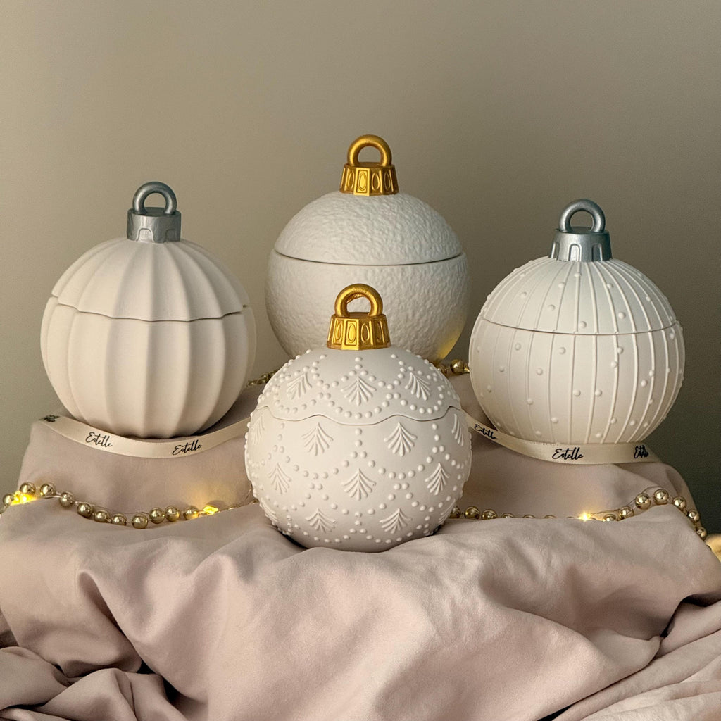 Huge Winter Ornament Bauble Candle – Sculptural Holiday Decor, Handcrafted Soy Wax Candle
