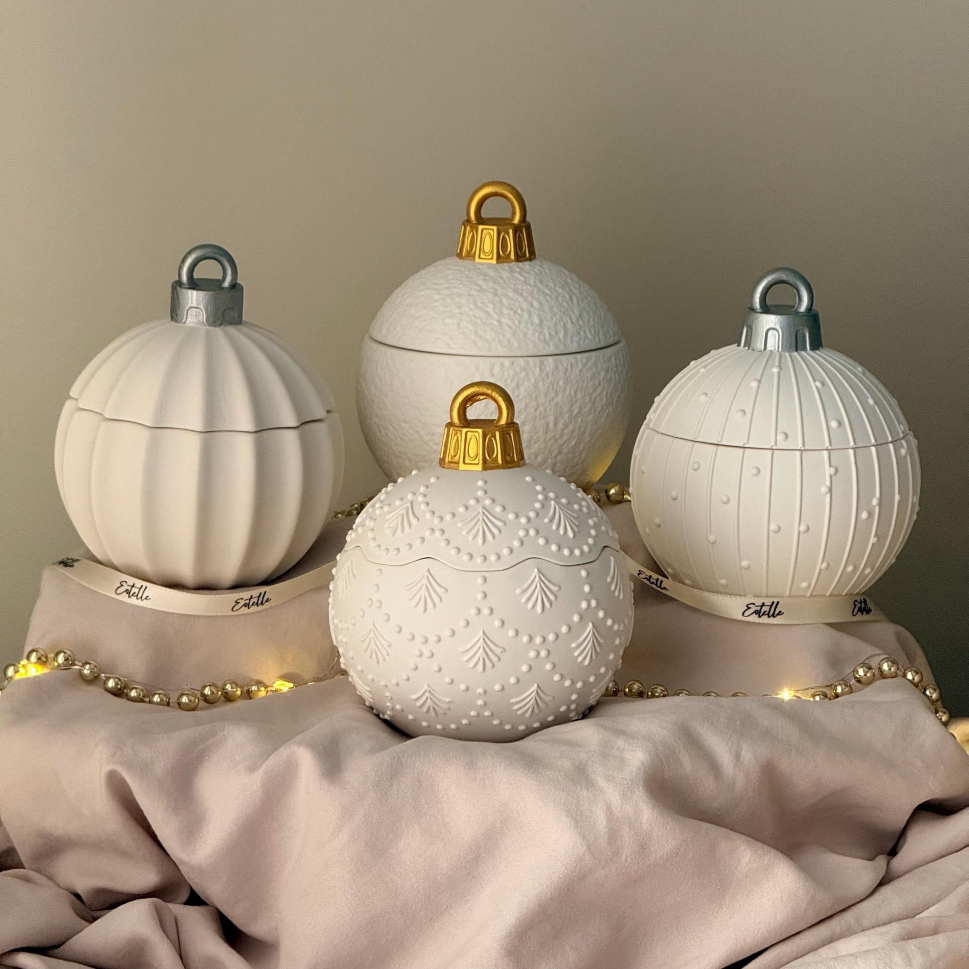 Huge Winter Ornament Bauble Candle – Sculptural Holiday Decor, Handcrafted Soy Wax Candle