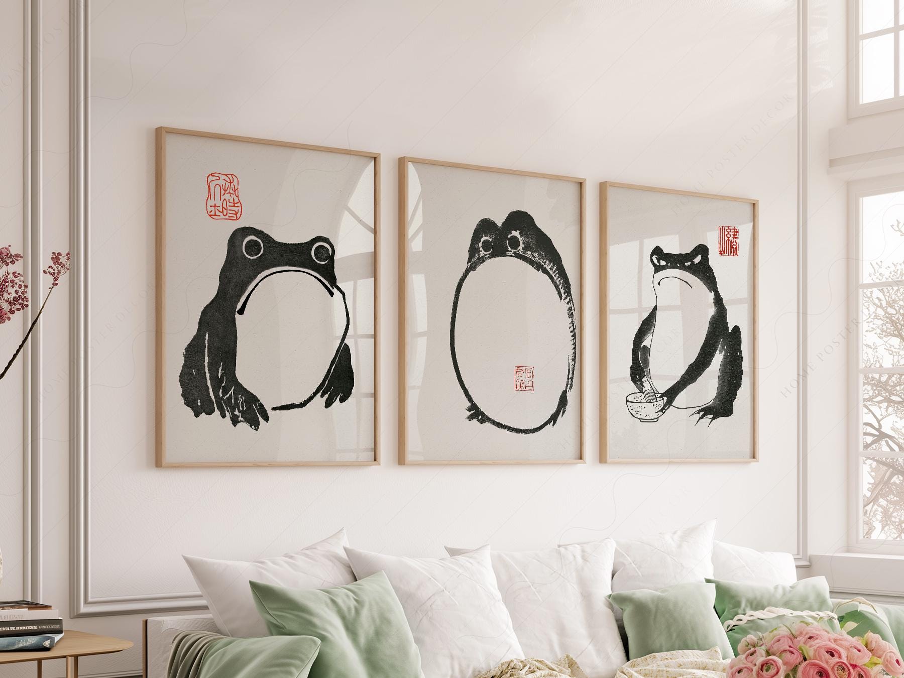 Matsumoto Hoji Frog Print Set – Japanese Ink Art Zen Wall Decor