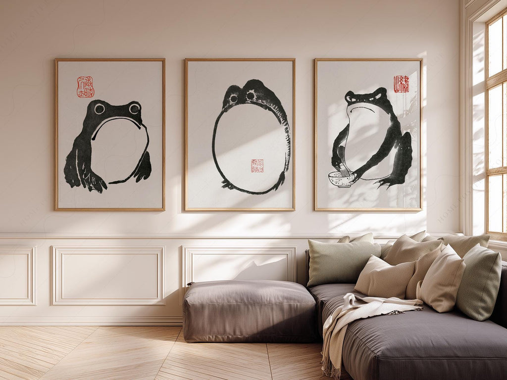 Matsumoto Hoji Frog Print Set – Japanese Ink Art Zen Wall Decor