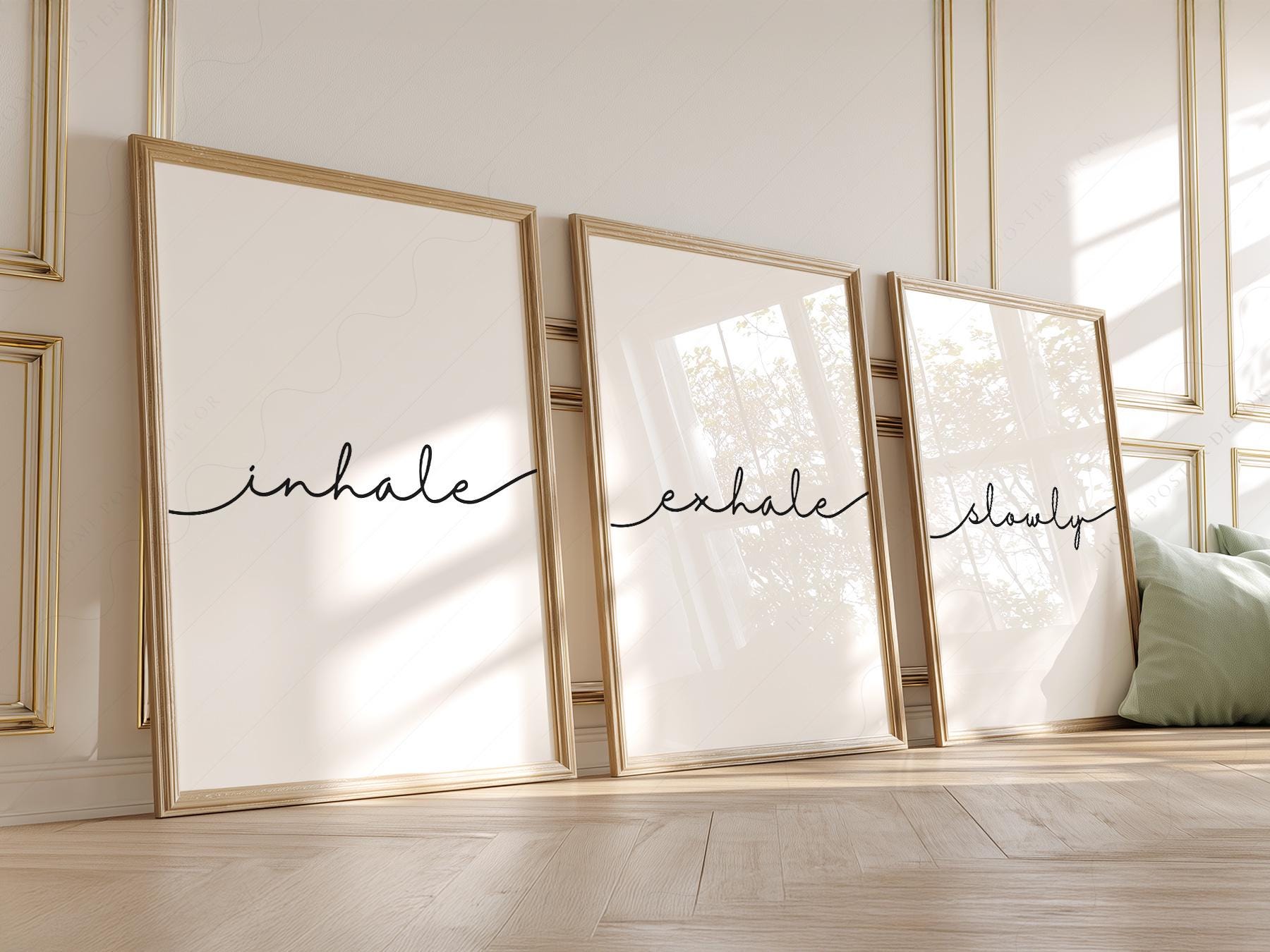 Inhale Exhale Slowly Print Set of 3 – Minimalist Zen Wall Art Posters