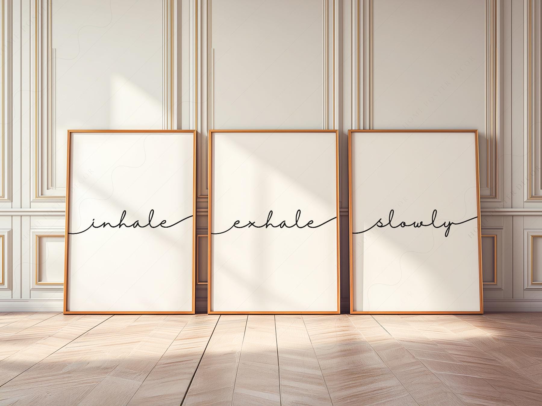 Inhale Exhale Slowly Print Set of 3 – Minimalist Zen Wall Art Posters