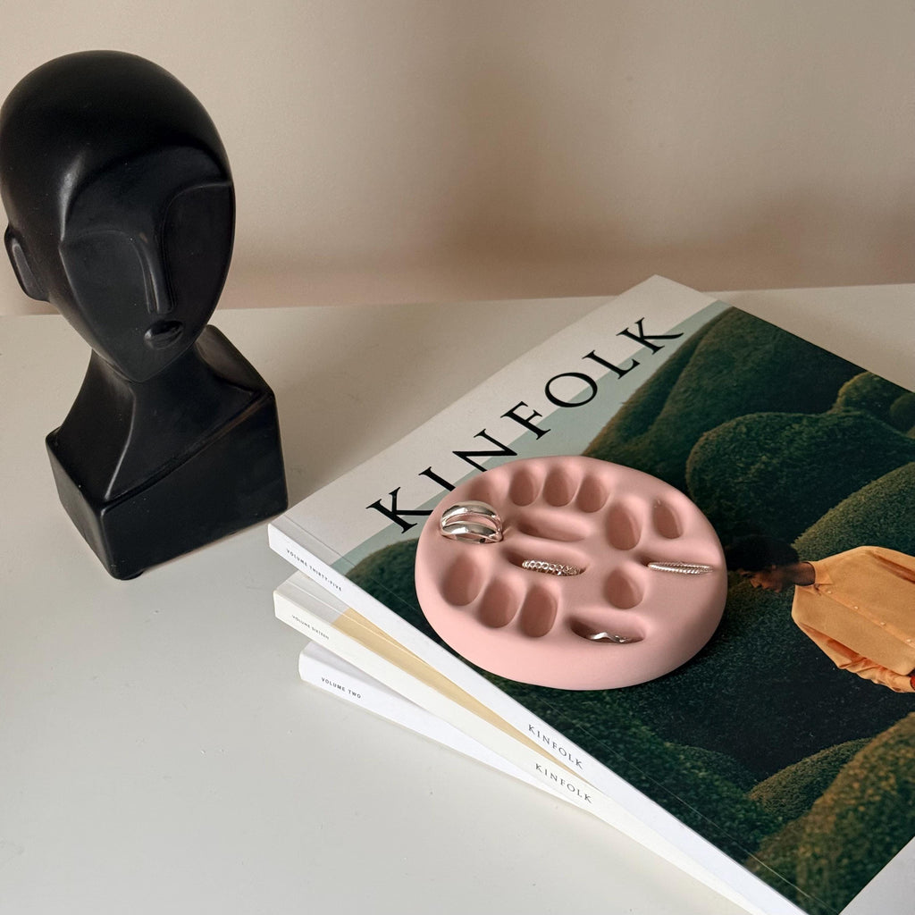 Minimal Ring Organizer Dish | Sculptural Jesmonite Tray