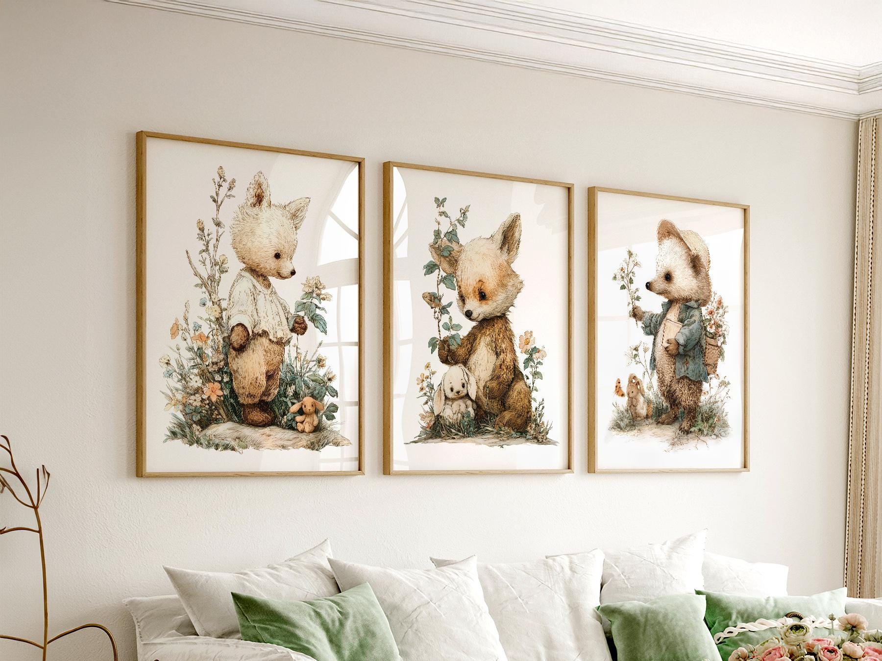Woodland Nursery Art Set – Whimsical Forest Animals Storybook Prints