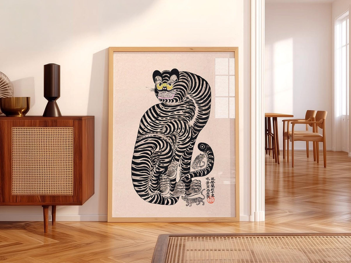 Japanese Talismanic Tiger Art Print – Vintage Asian Wall Decor Poster