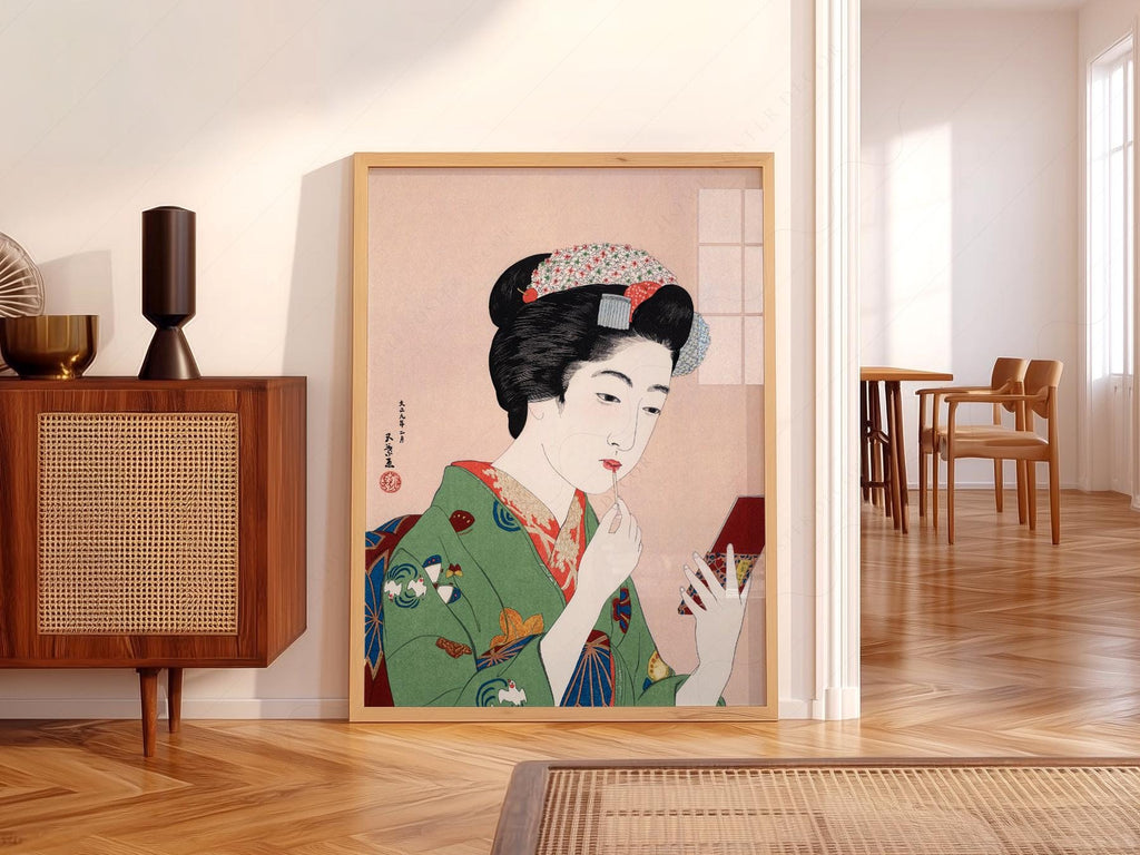 Goyo Hashiguchi Woman Applying Lipstick Print – Japanese Ukiyo-e Wall Art