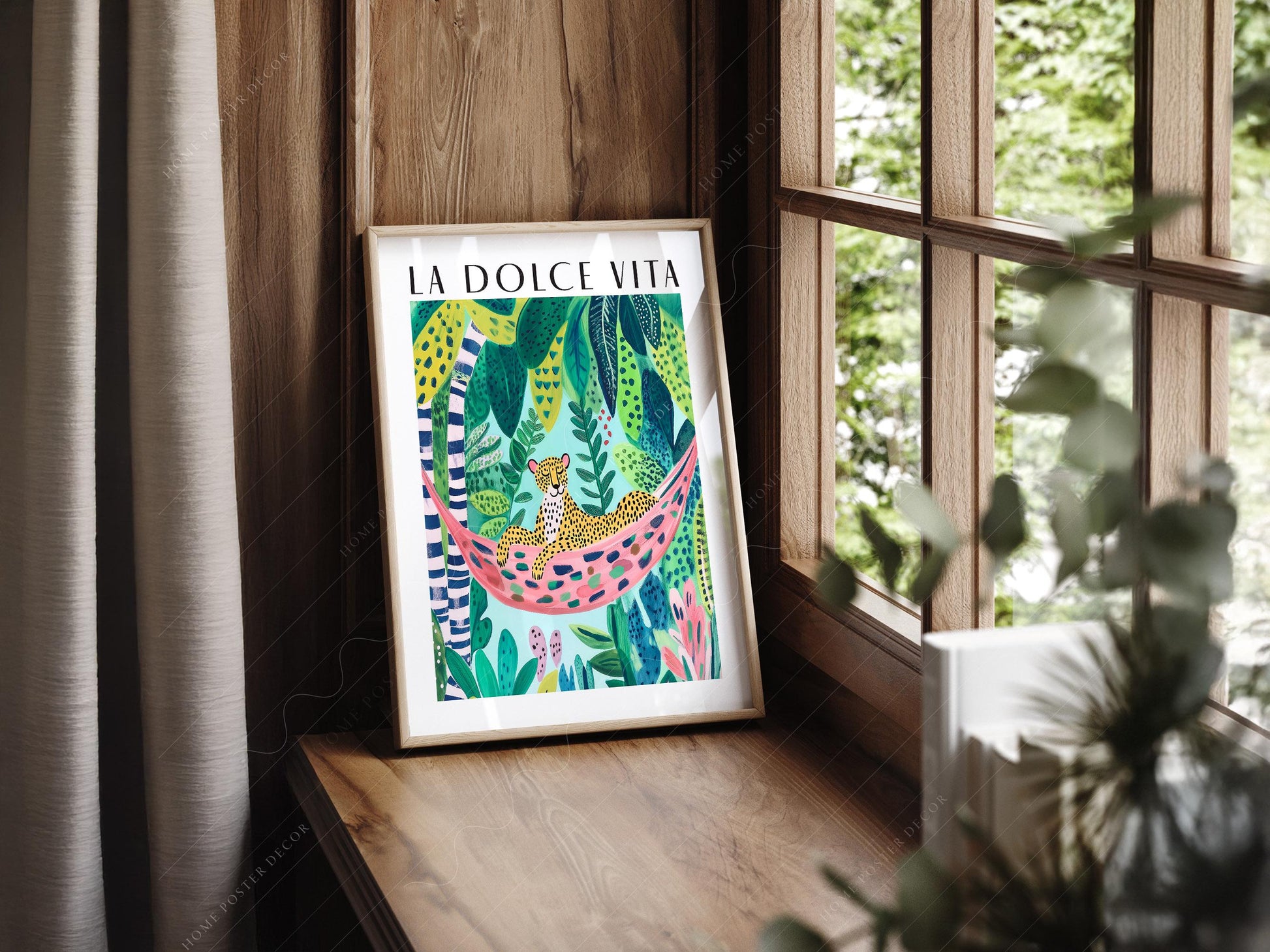 La Dolce Vita Leopard Jungle Print – Maximalist Tropical Wall Art Poster